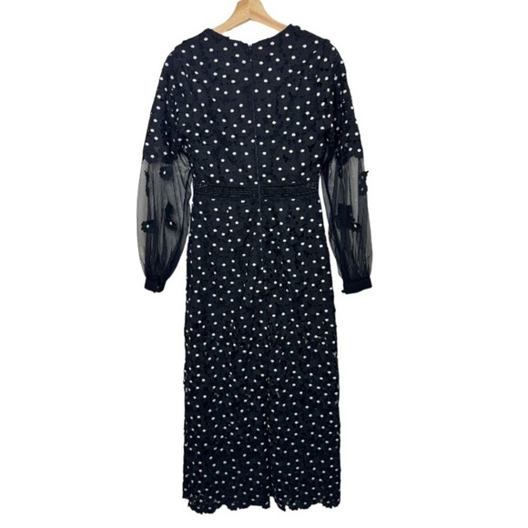 SELF-PORTRAIT Black Daisy Dot Lace Jumpsuit size 6 - Picture 7 of 14